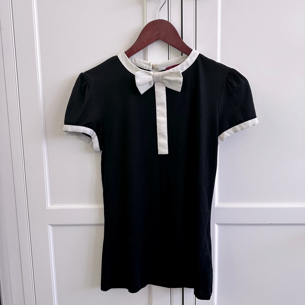 TED BAKER Black Bow Top/shirt Size 2